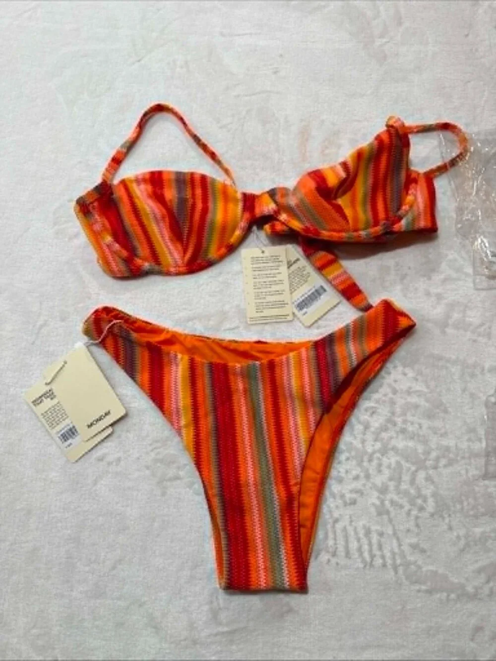 Monday Swimwear bikini Set Capri Top and Byron bottom- Sardinia Stripe